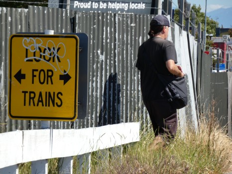 Look for trains sign
