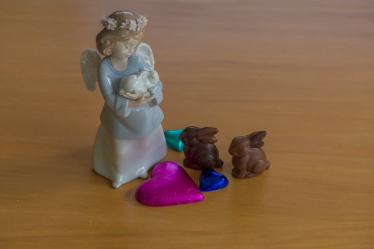Easter angel with choc bunnies