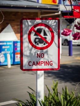 Urban No Camping Sign
