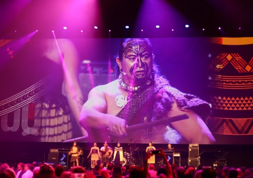 Māori Kaiā Tā moko on stage