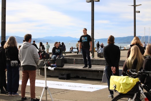 Activist speaking, National Animal Rights Day