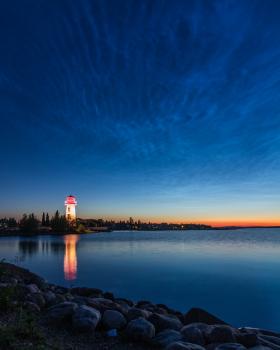 Noctilucent clouds and lighthouse