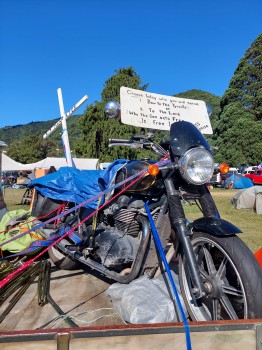Convoy 2022 Picton Protest Sign Motorbike