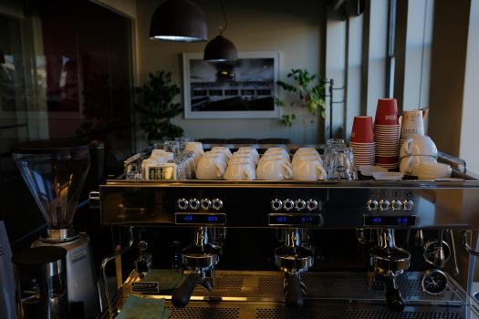 Rocket espresso machine at a coffee warehouse