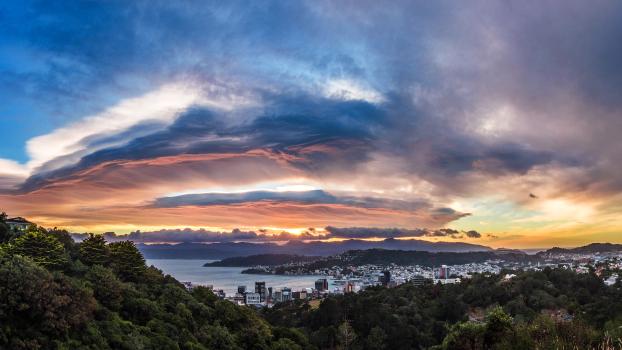 Wellington city at sunrise