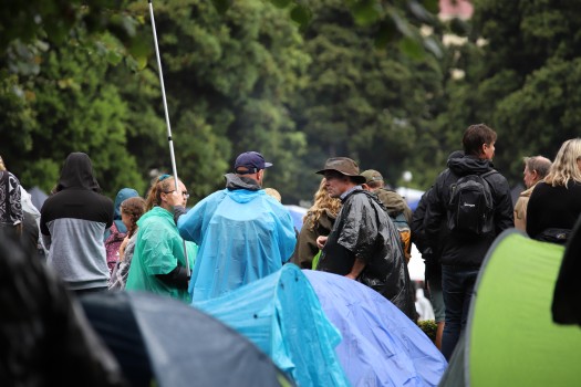 Protesters in blue raincoats - Convoy 2022