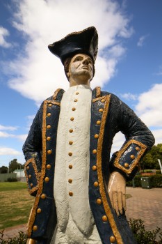 Close-up of Captain James Cook's statue