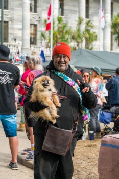 Protest Man and his dog