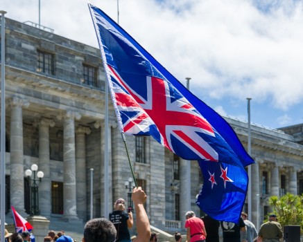 Protest upside down NZ flag