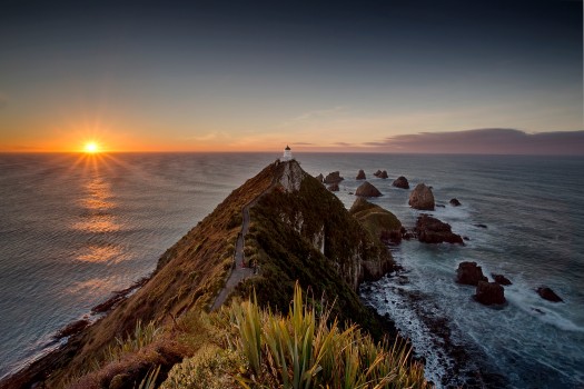 Sunrise at Nugget Point lighthouse, Otago