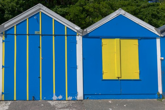Blue and yellow sheds