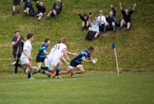 Nelson College 1st XV rugby team score try 
