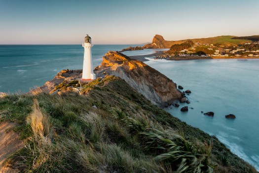 Castlepoint lighthouse at dawn, Wairarapa