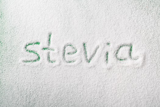 "Stevia" carved in stevia powder