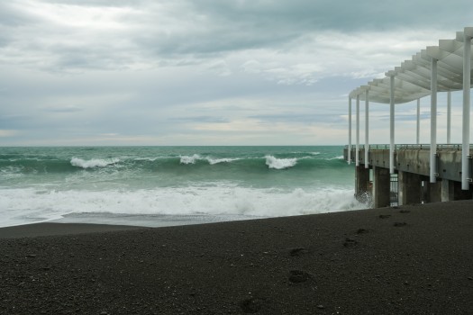 Napier beach outfall and waves