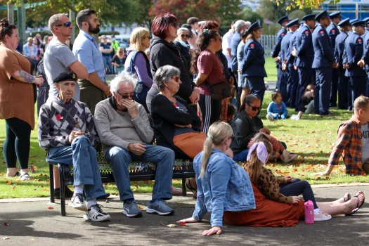 Elderly people on a bench, ANZAC 2022