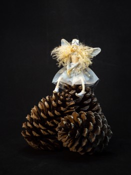 Christmas Angel Pine Cones Dark Background