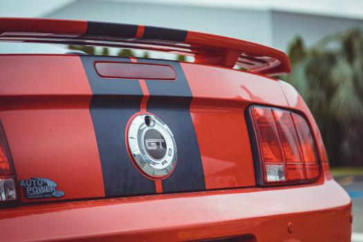 Red Ford Mustang GT trunk