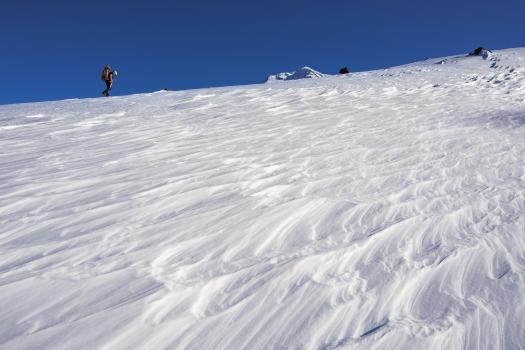 Climber on snow, Ruapehu