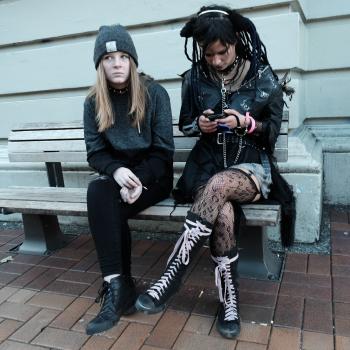 Two women on a bench in Wellington