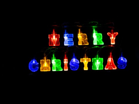 Merry Christmas Lights Black Background