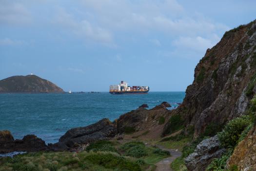 Cargo Ship leaving Wellington harbour