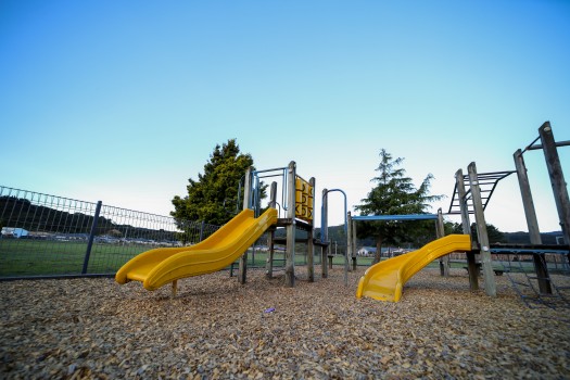 Slides at an outdoor play area