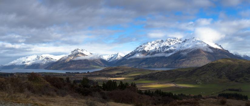 Jack's point, lake Wakatipu and snow capped mountains
