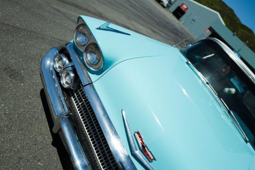Blue classic car bonnet