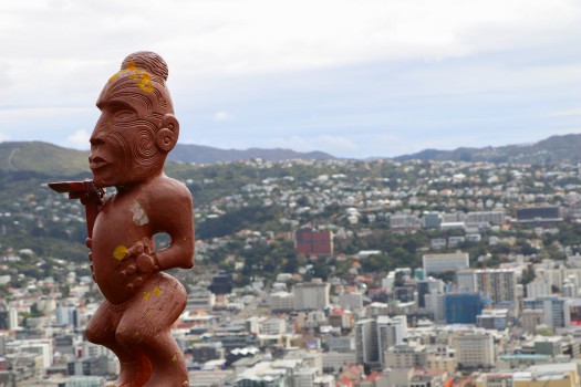 Maori statue bokeh