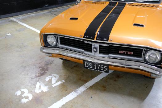 Classic orange Holden Monaro GTS bumper grille and headlights