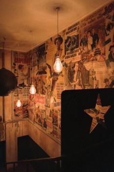 Interior decorated with posters