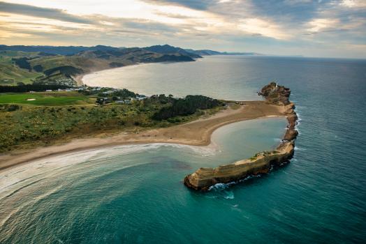 Castlepoint lagoon from the air wide crop