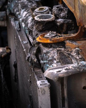 Burnt Car Wreck Radiator