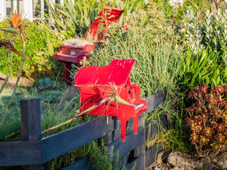 Red Piano Mailbox Planter Garden