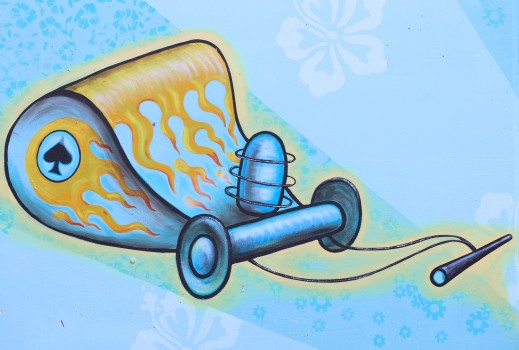 Vacuum cleaner with flames and spade art