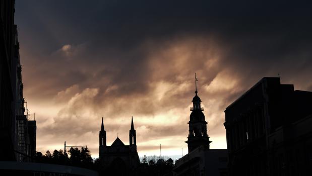 Silhouette of Cathedral and other buildings