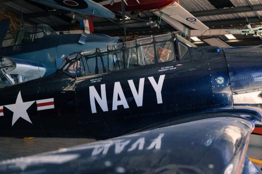 Navy blue warplane
