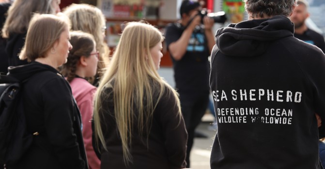 Guy with 'Sea Shepherd' hoodie NARD 2022