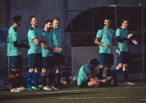 Intergalactic FC teammates at the sideline - Sports Zone sunday league