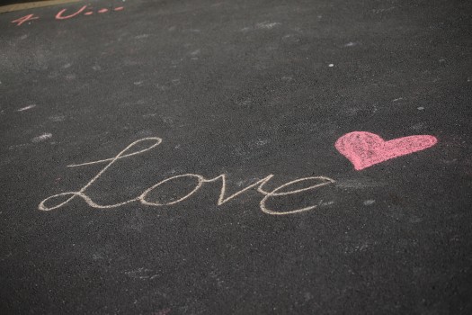 'Love heart' chalking, Relay for Life 2022