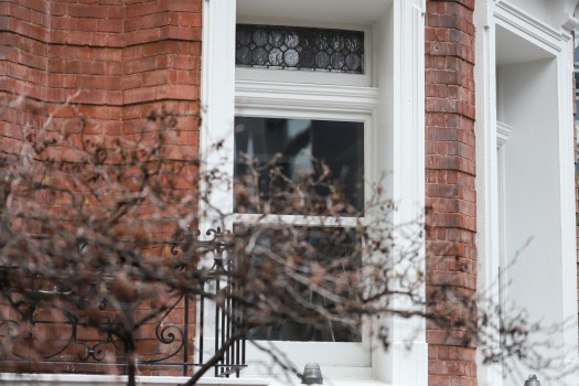 Window of a red brick building
