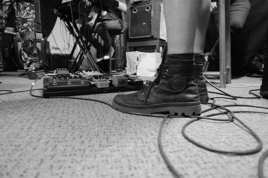 Legs shoes mixer and piano at practice "Vietnam" band