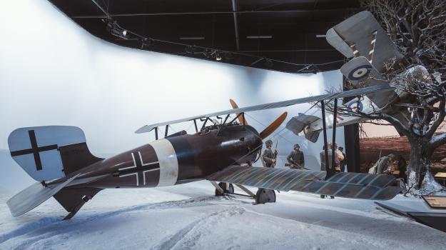 WWII Brown biplane