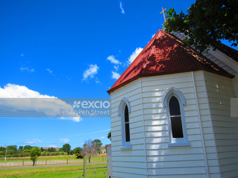 Vibrant sky vegetation and Church in Hawkes bay