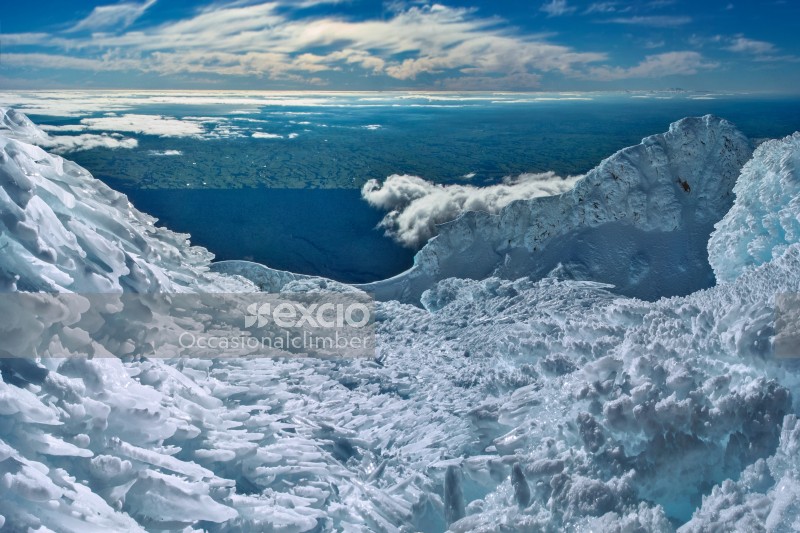 Rime ice on Mount Taranaki's summit
