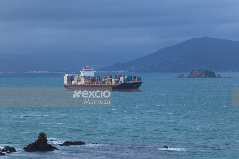 Cargo ship in the bay