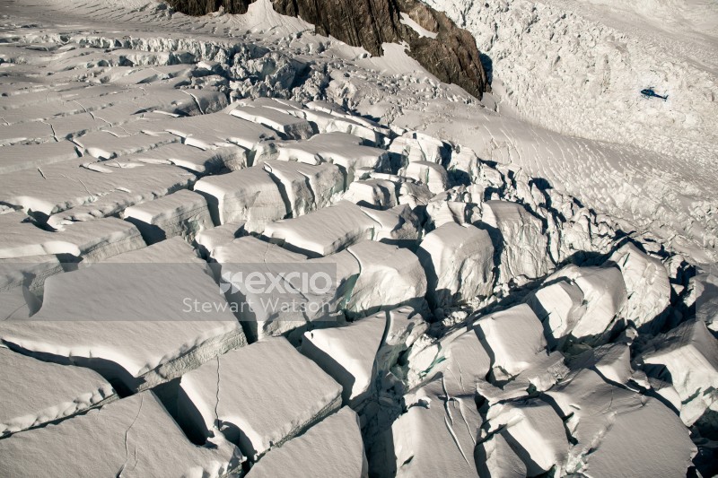 Massive fissures on the glacier floor