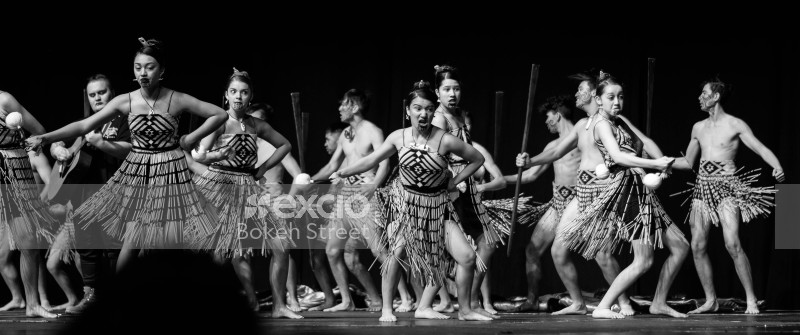 Kapa Haka tribal dance college competition monochrome