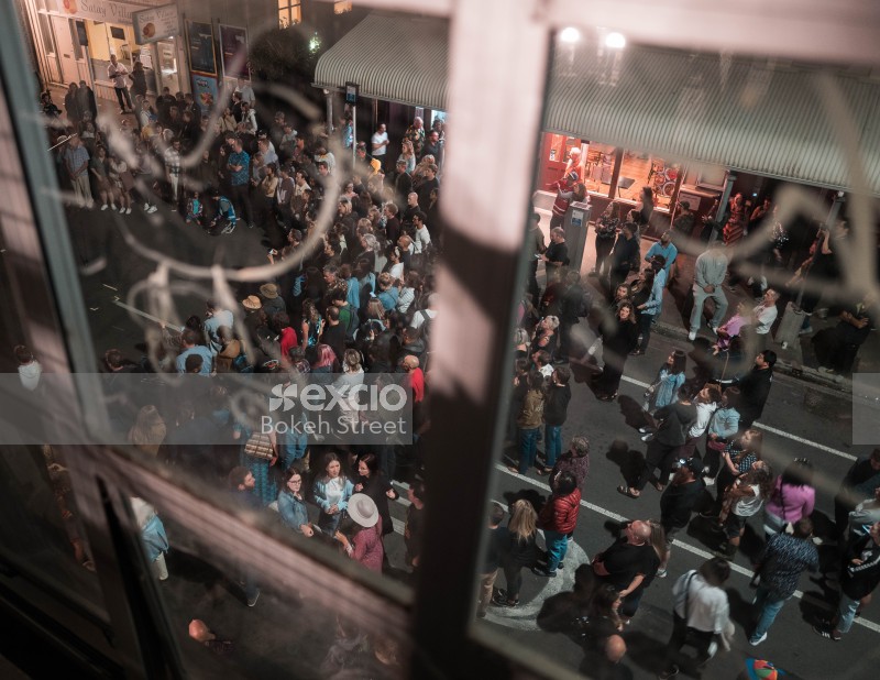 Crowds through window